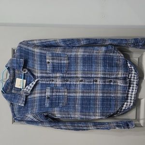 NWUT Mudd Blue Plaid Gauze Gingham Check long sleeve XS